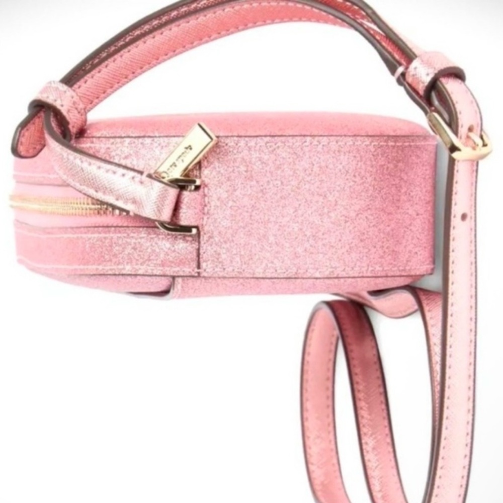 NEW KATE SPADE Glitter Crossbody Bag Mitten Pink Gold accents cc slots zips - Picture 8 of 10